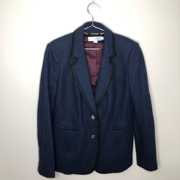 Boden Wool Lined Blazer Blue with Black Trim - Picture 1 of 4